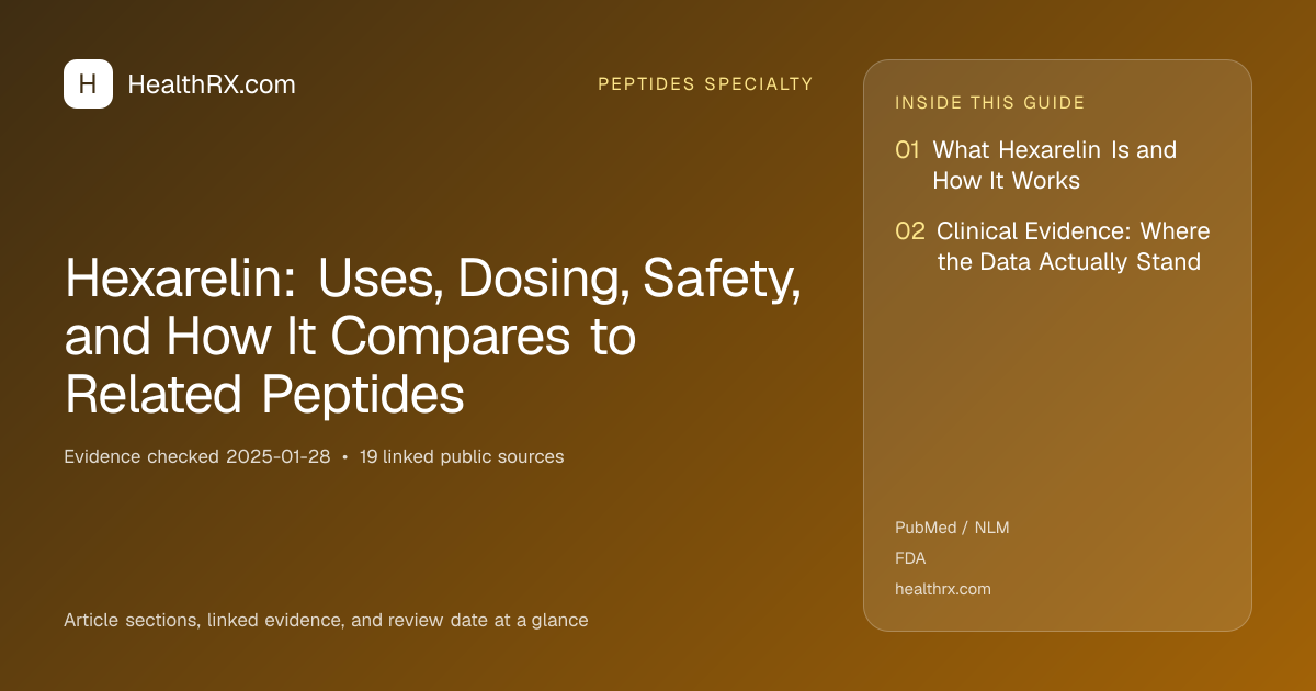 Evidence overview for Hexarelin: Uses, Dosing, Safety, and How It Compares to Related Peptides
