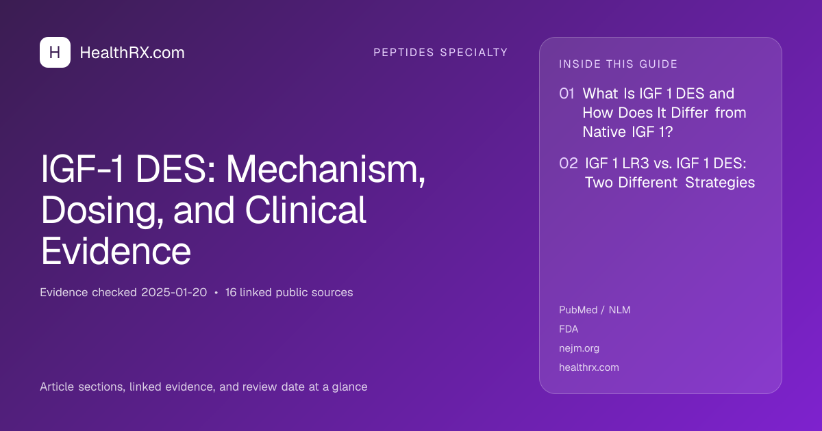 Evidence overview for IGF-1 DES: Mechanism, Dosing, and Clinical Evidence