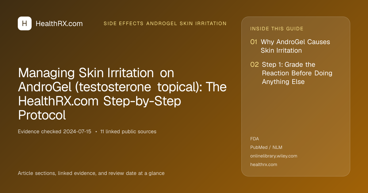 Evidence overview for Managing Skin Irritation on AndroGel (testosterone topical): The HealthRX.com Step-by-Step Protocol