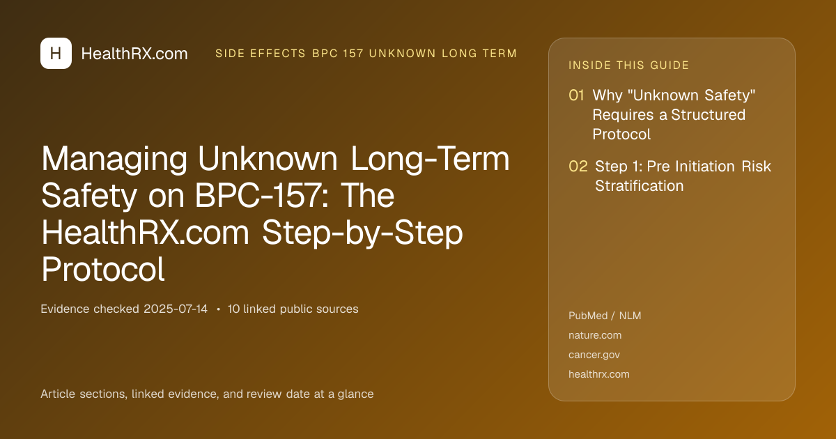 Evidence overview for Managing Unknown Long-Term Safety on BPC-157: The HealthRX.com Step-by-Step Protocol