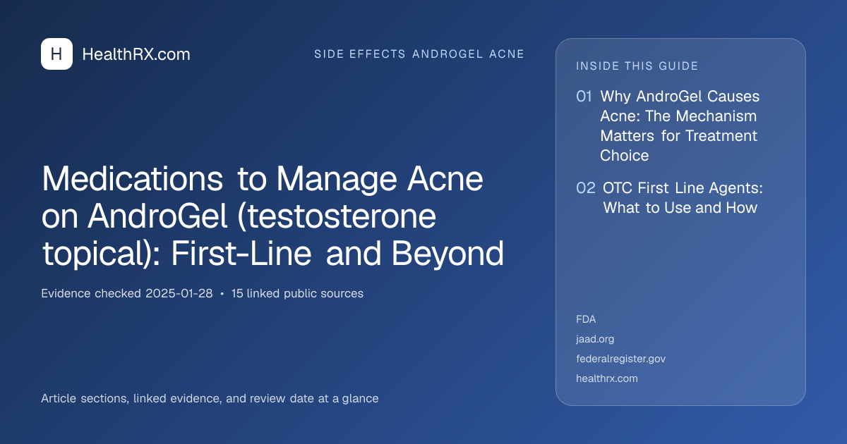 Evidence overview for Medications to Manage Acne on AndroGel (testosterone topical): First-Line and Beyond