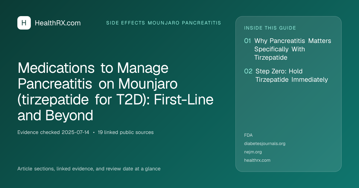 Evidence overview for Medications to Manage Pancreatitis on Mounjaro (tirzepatide for T2D): First-Line and Beyond
