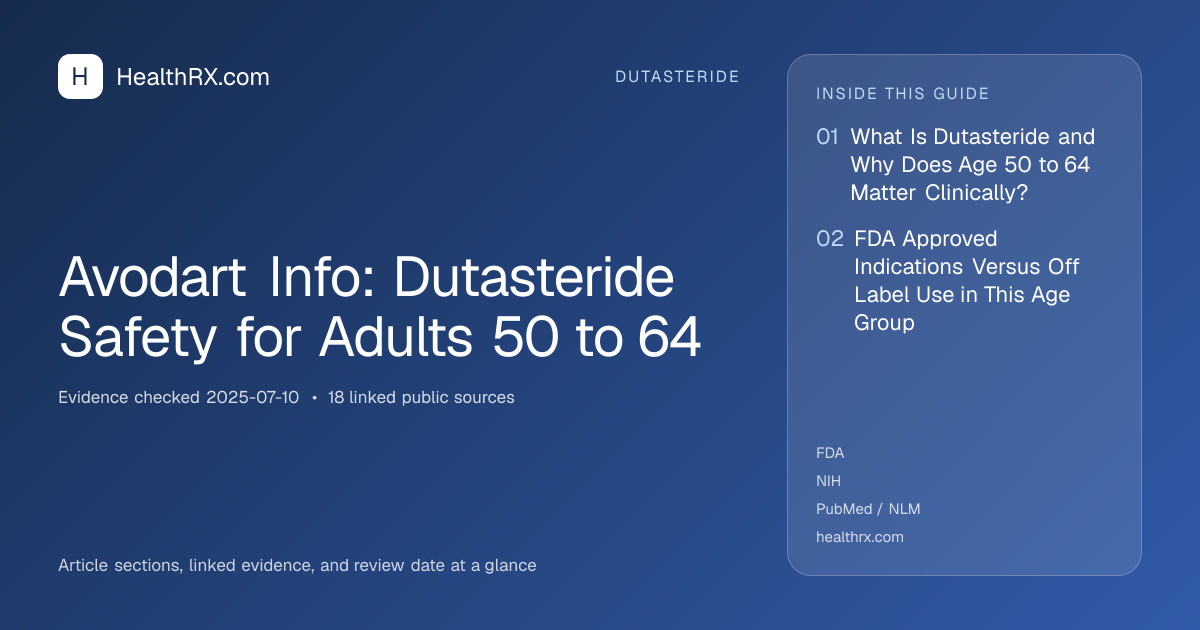 Evidence overview for Avodart Info: Dutasteride Safety for Adults 50 to 64