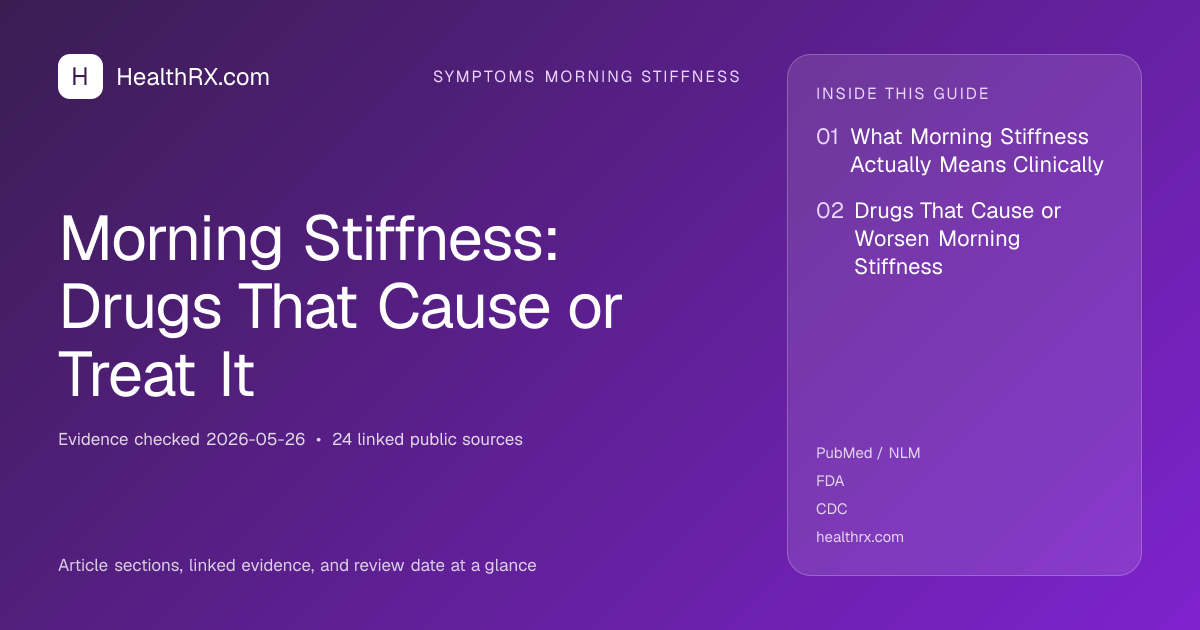 Evidence overview for symptoms morning stiffness: Morning Stiffness: Drugs That Cause or Treat It