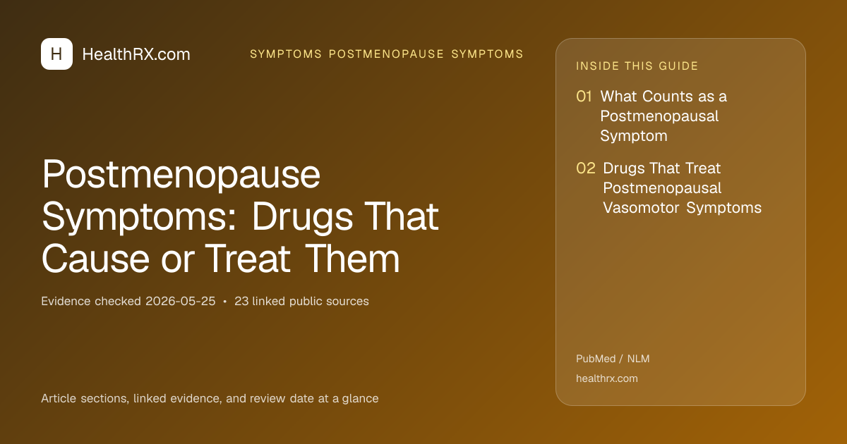 Evidence overview for Postmenopause Symptoms: Drugs That Cause or Treat Them