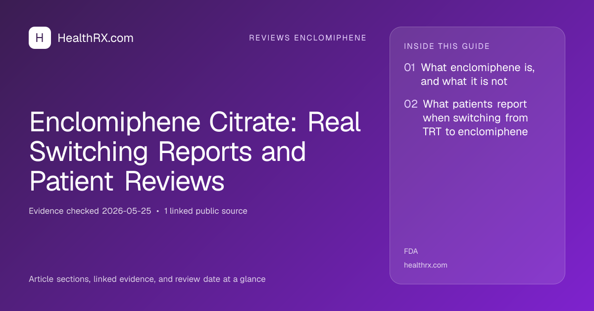 Evidence overview for Enclomiphene Citrate: Real Switching Reports and Patient Reviews