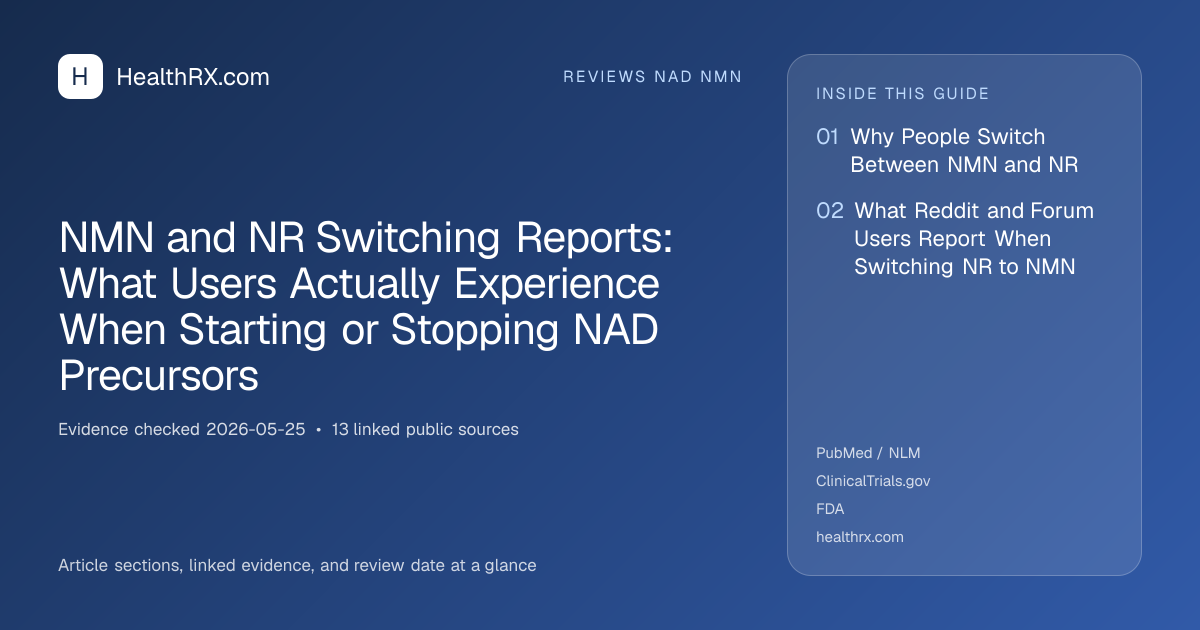 Evidence overview for reviews nad nmn: NMN and NR Switching Reports: What Users Actually Experience When Starting or Stopping NAD Precursors