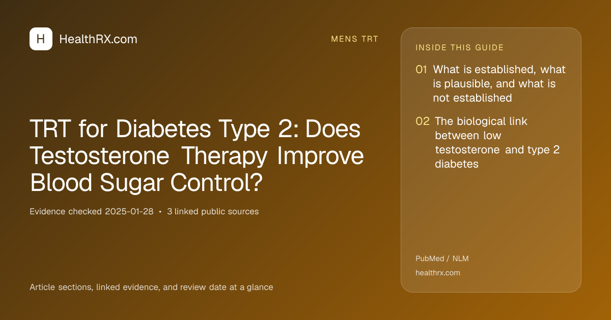 Evidence overview for TRT for Diabetes Type 2: Does Testosterone Therapy Improve Blood Sugar Control?