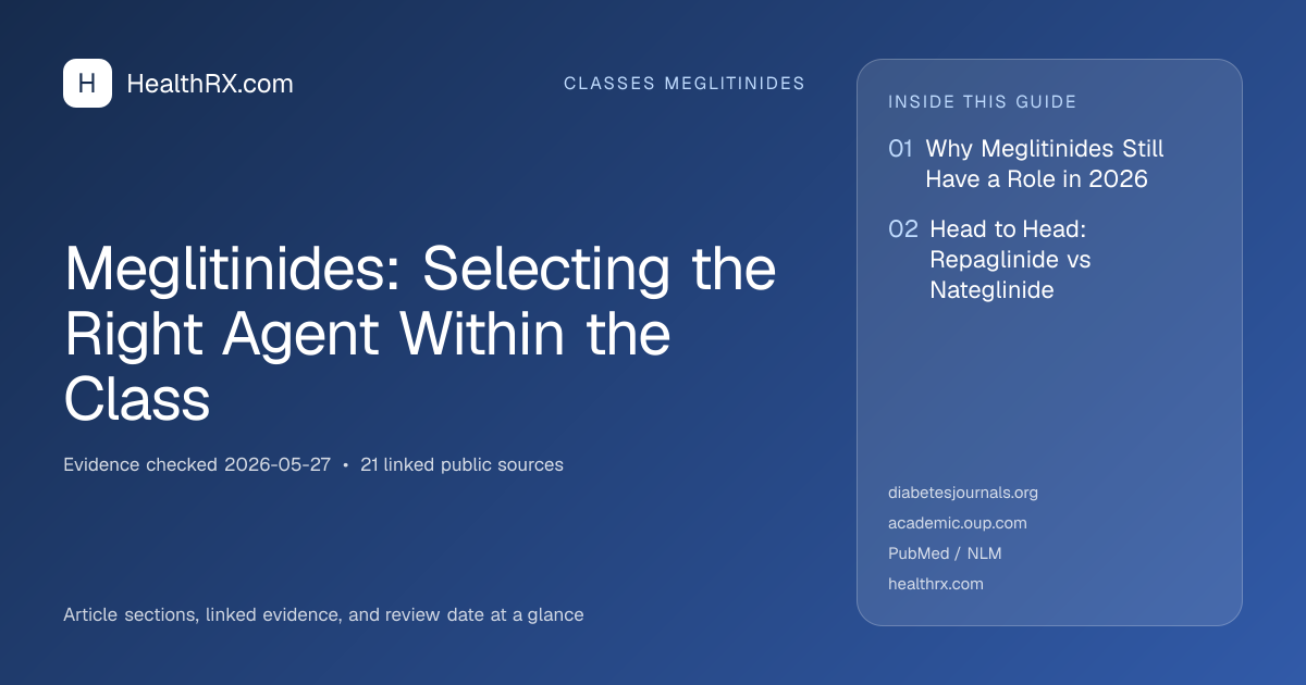 Evidence overview for classes meglitinides: Meglitinides: Selecting the Right Agent Within the Class