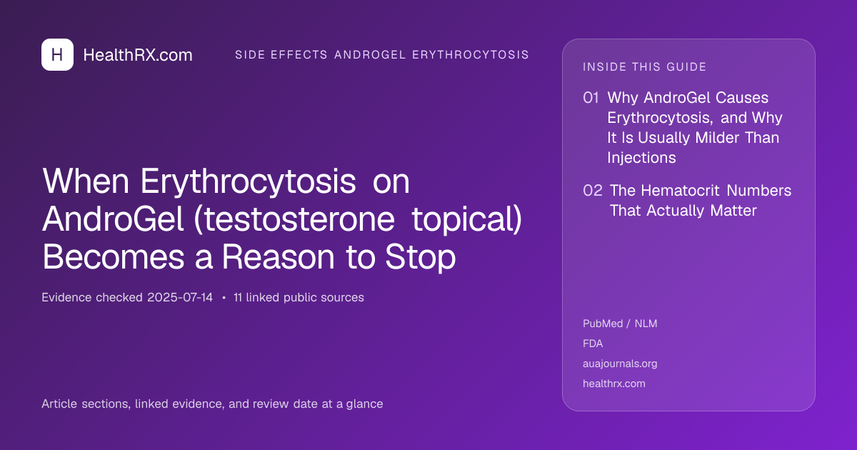Evidence overview for When Erythrocytosis on AndroGel (testosterone topical) Becomes a Reason to Stop