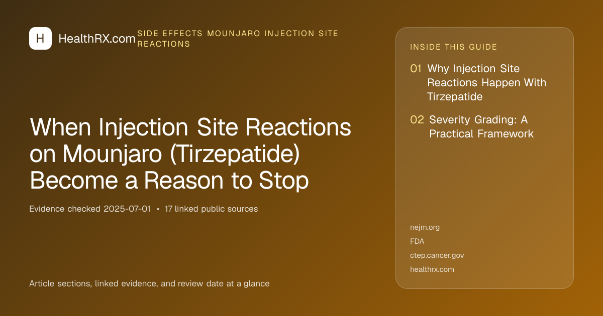 Evidence overview for When Injection Site Reactions on Mounjaro (Tirzepatide) Become a Reason to Stop