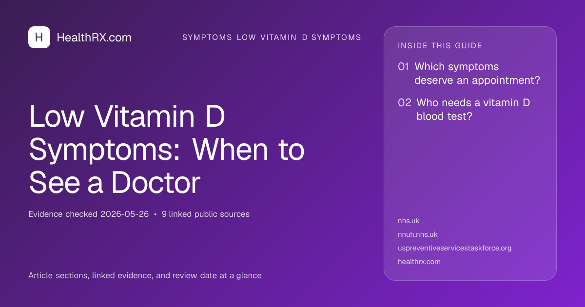 Evidence overview for symptoms low vitamin d symptoms: Low Vitamin D Symptoms: When to See a Doctor