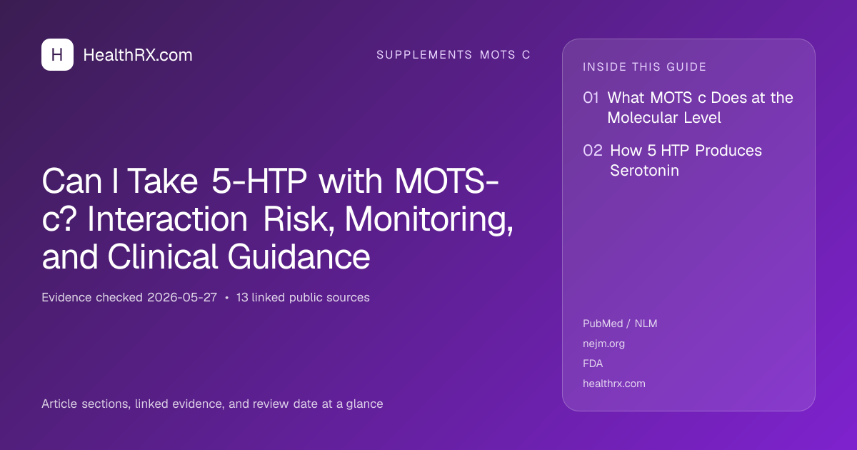 Evidence overview for Can I Take 5-HTP with MOTS-c? Interaction Risk, Monitoring, and Clinical Guidance