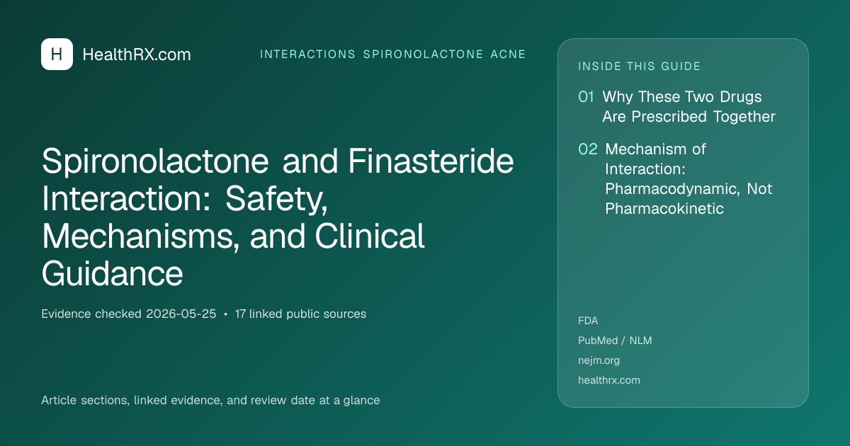 Evidence overview for Spironolactone and Finasteride Interaction: Safety, Mechanisms, and Clinical Guidance