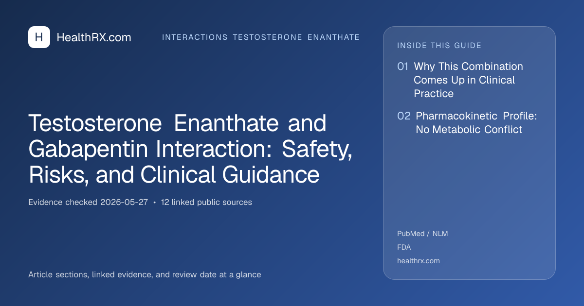 Evidence overview for Testosterone Enanthate and Gabapentin Interaction: Safety, Risks, and Clinical Guidance