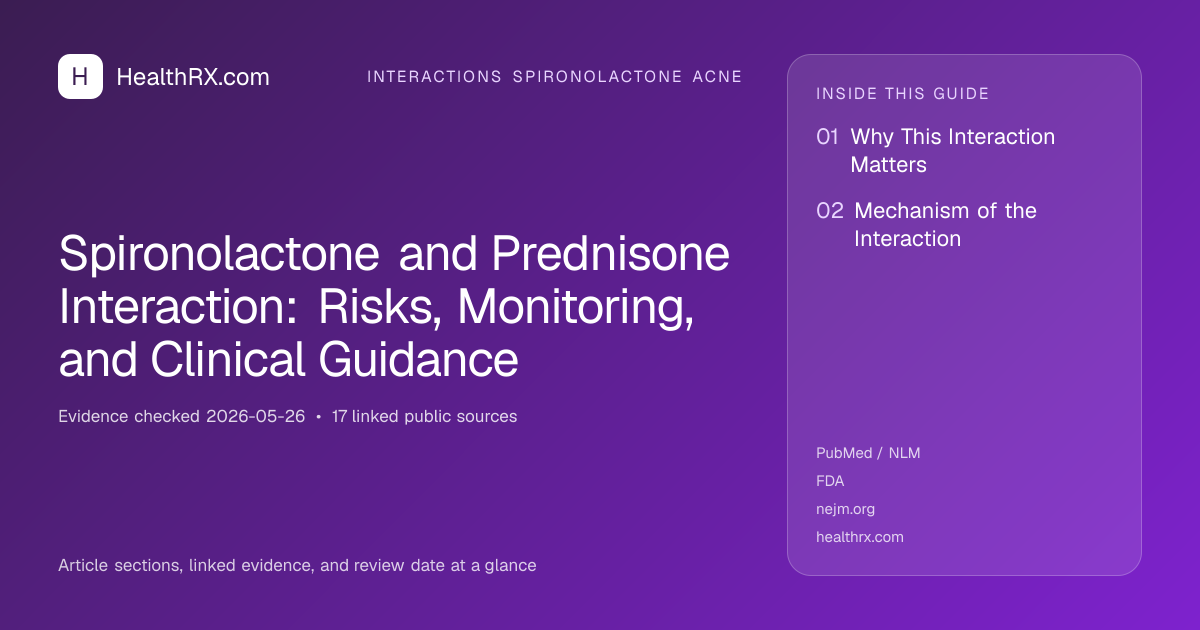 Evidence overview for Spironolactone and Prednisone Interaction: Risks, Monitoring, and Clinical Guidance
