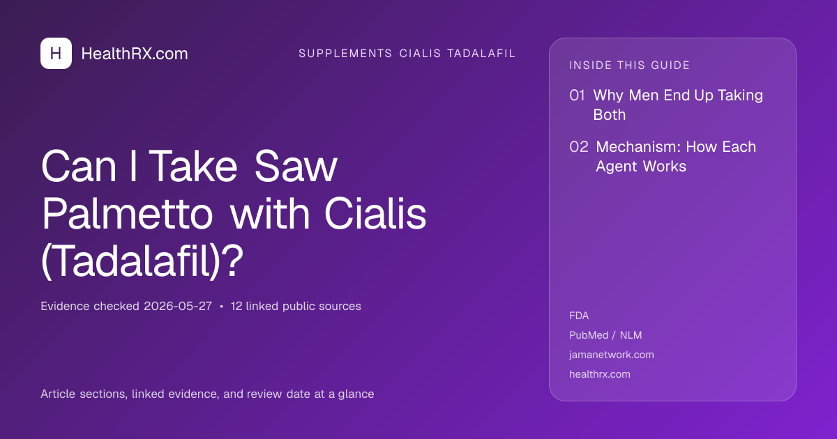 Evidence overview for supplements cialis tadalafil: Can I Take Saw Palmetto with Cialis (Tadalafil)?