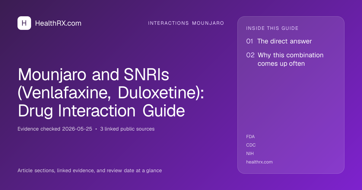 Evidence overview for Mounjaro and SNRIs (Venlafaxine, Duloxetine): Drug Interaction Guide