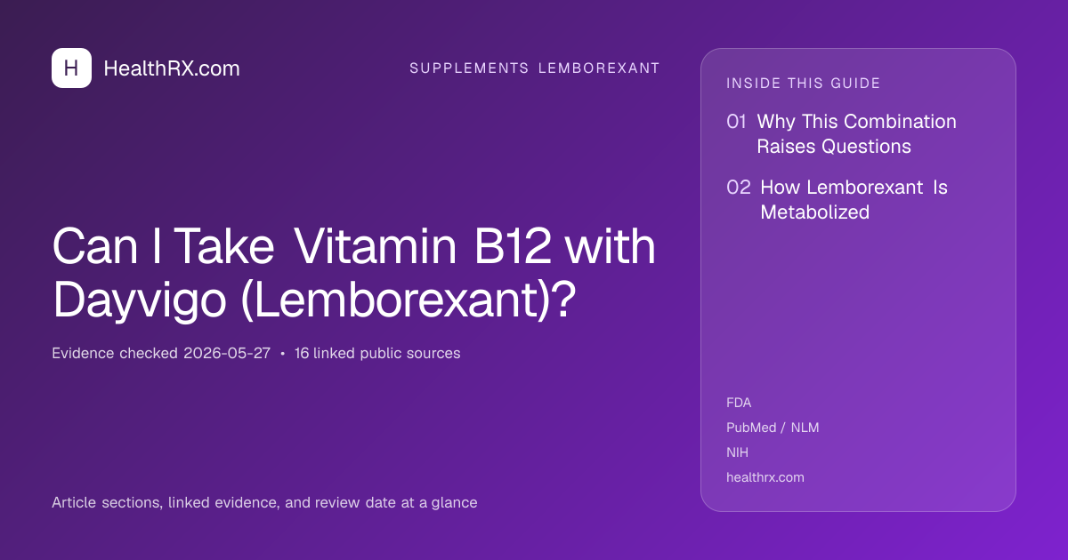 Evidence overview for supplements lemborexant: Can I Take Vitamin B12 with Dayvigo (Lemborexant)?