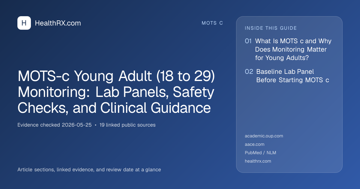Evidence overview for MOTS-c Young Adult (18 to 29) Monitoring: Lab Panels, Safety Checks, and Clinical Guidance