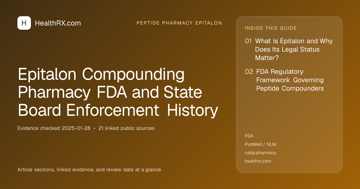 Evidence overview for Epitalon Compounding Pharmacy FDA and State Board Enforcement History