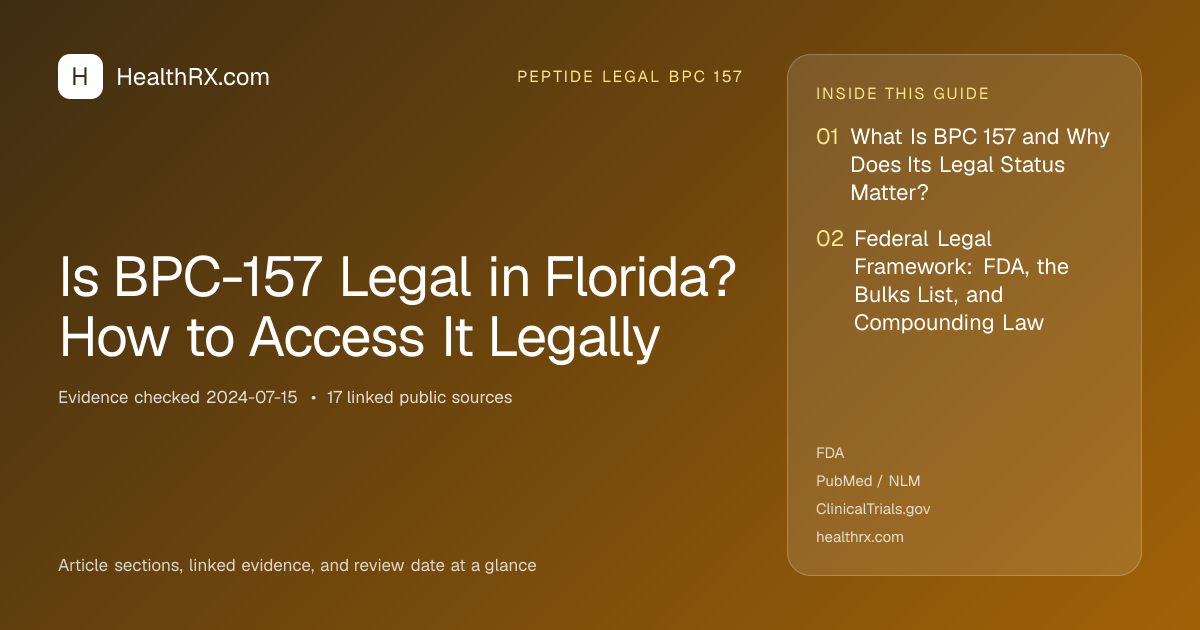 Evidence overview for Is BPC-157 Legal in Florida? How to Access It Legally