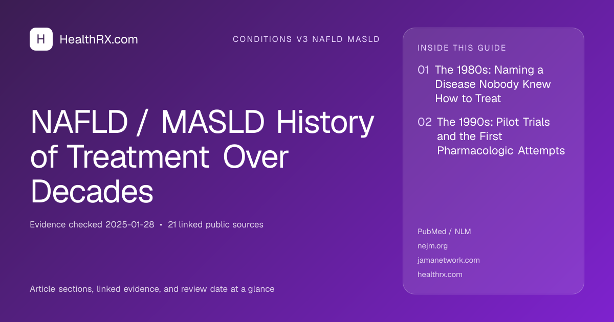 Evidence overview for NAFLD / MASLD History of Treatment Over Decades