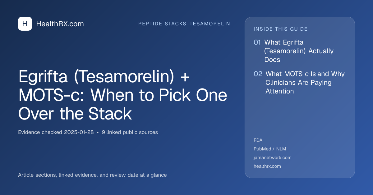 Evidence overview for Egrifta (Tesamorelin) + MOTS-c: When to Pick One Over the Stack
