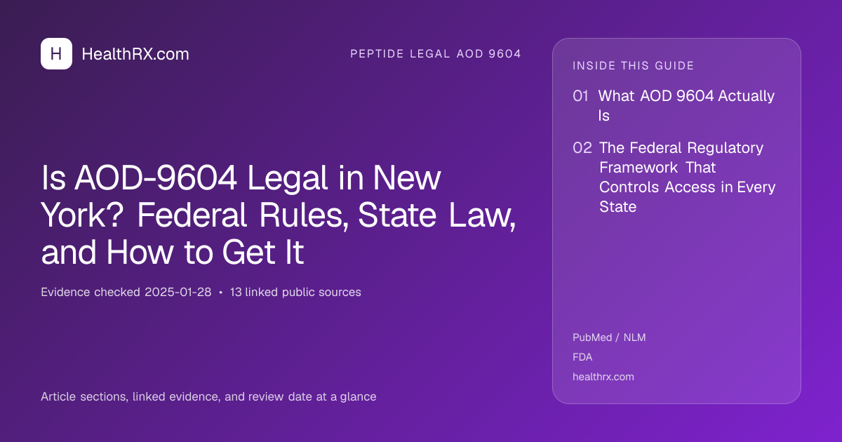 Evidence overview for Is AOD-9604 Legal in New York? Federal Rules, State Law, and How to Get It
