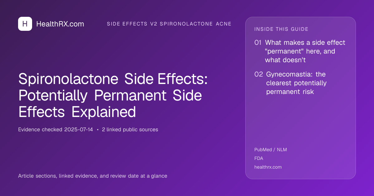 Evidence overview for Spironolactone Side Effects: Potentially Permanent Side Effects Explained