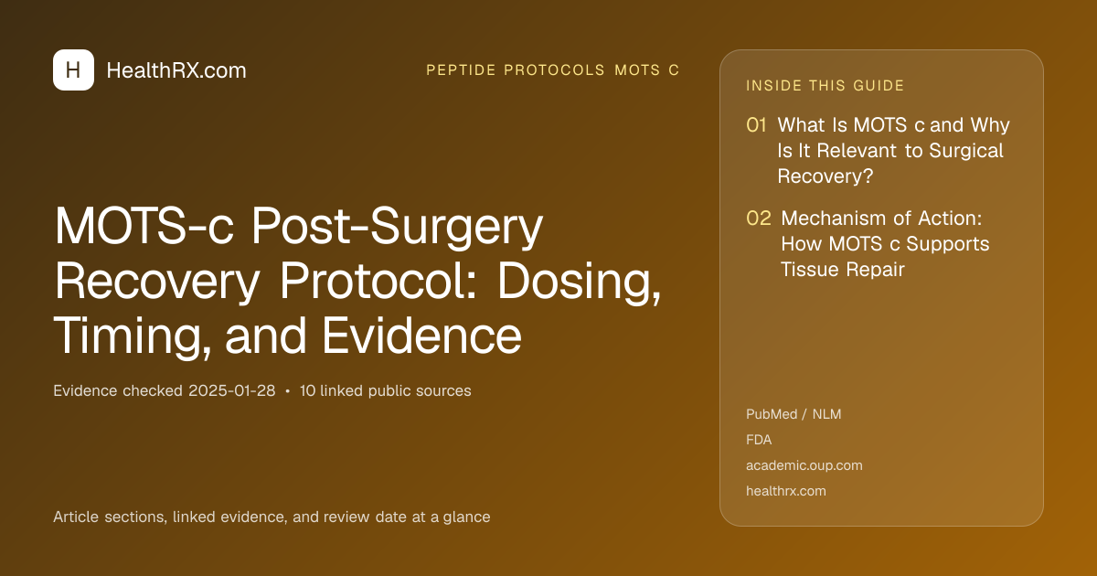 Evidence overview for MOTS-c Post-Surgery Recovery Protocol: Dosing, Timing, and Evidence