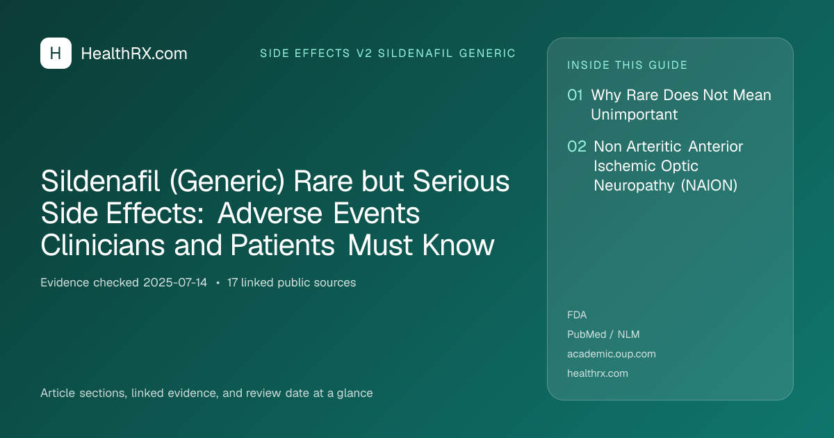 Evidence overview for Sildenafil (Generic) Rare but Serious Side Effects: Adverse Events Clinicians and Patients Must Know