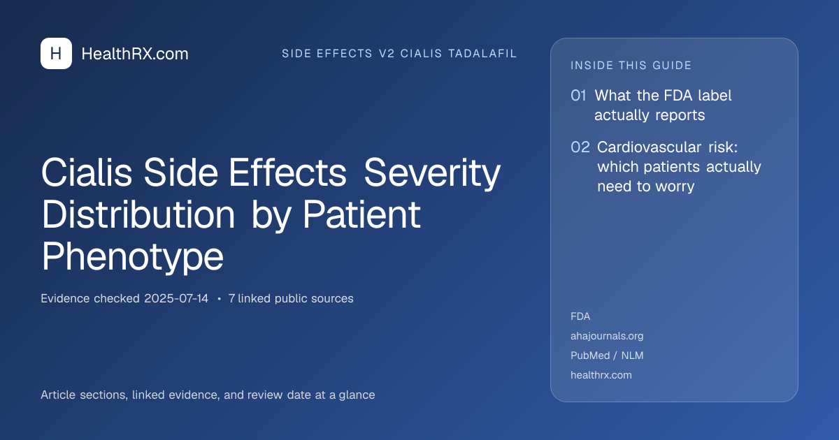 Evidence overview for Cialis Side Effects Severity Distribution by Patient Phenotype