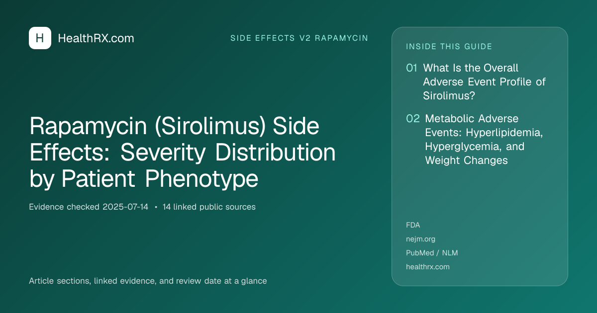 Evidence overview for Rapamycin (Sirolimus) Side Effects: Severity Distribution by Patient Phenotype