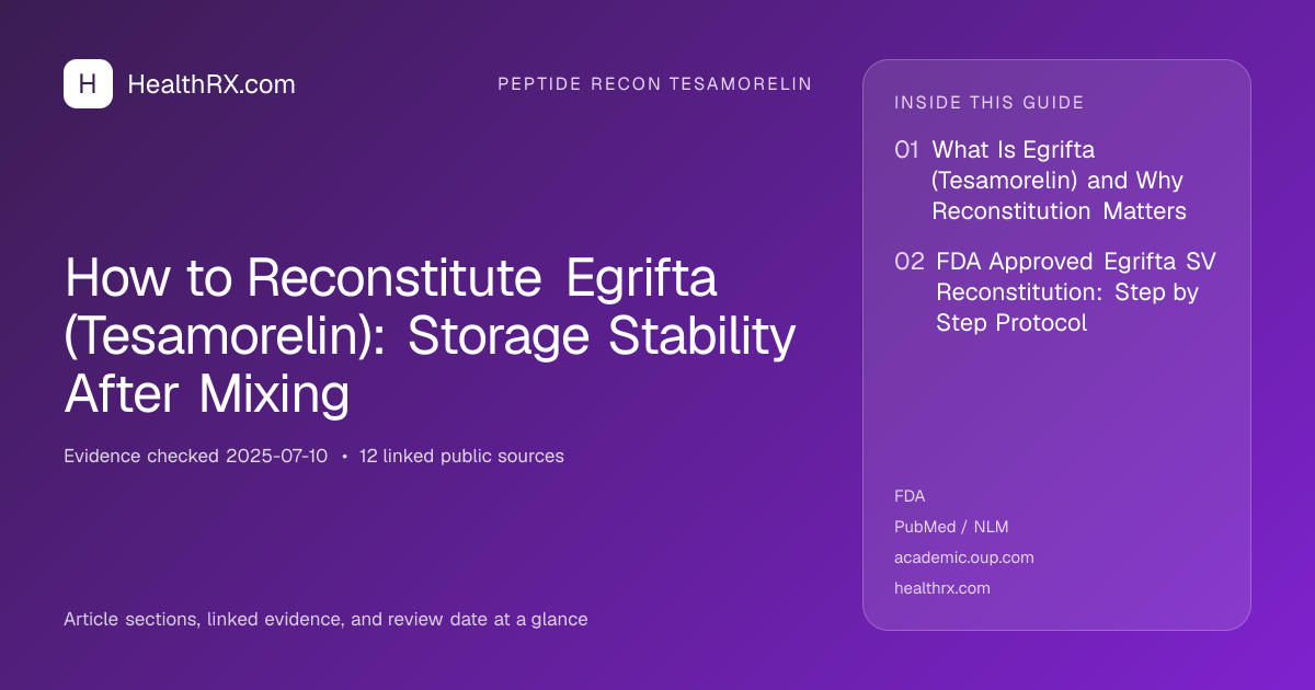Evidence overview for How to Reconstitute Egrifta (Tesamorelin): Storage Stability After Mixing