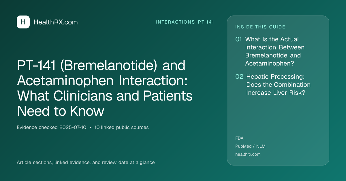 Evidence overview for interactions pt 141: PT-141 (Bremelanotide) and Acetaminophen Interaction: What Clinicians and Patients Need to Know