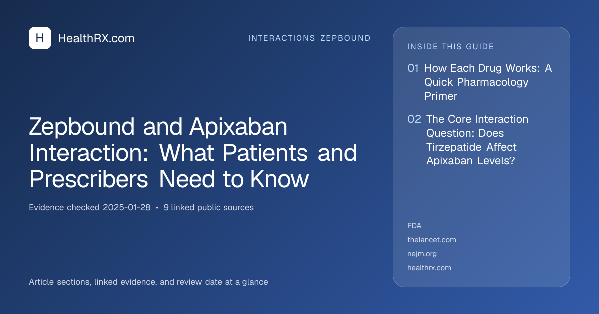 Evidence overview for Zepbound and Apixaban Interaction: What Patients and Prescribers Need to Know