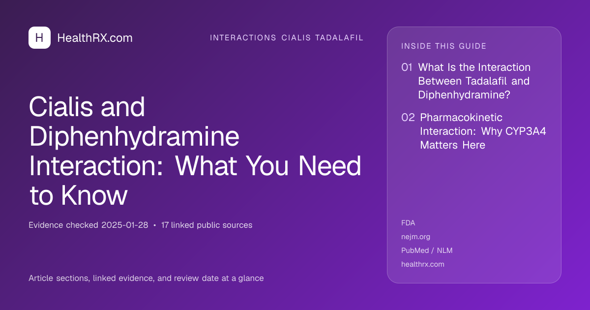 Evidence overview for interactions cialis tadalafil: Cialis and Diphenhydramine Interaction: What You Need to Know