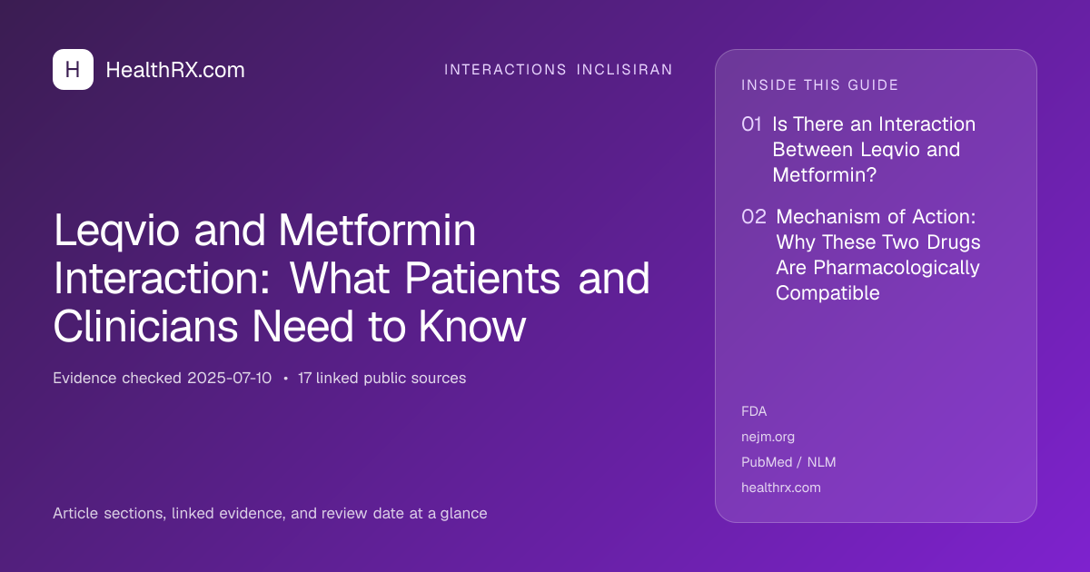 Evidence overview for Leqvio and Metformin Interaction: What Patients and Clinicians Need to Know