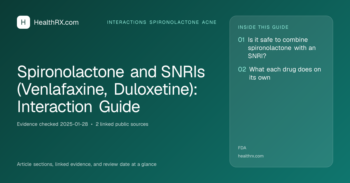 Evidence overview for interactions spironolactone acne: Spironolactone and SNRIs (Venlafaxine, Duloxetine): Interaction Guide
