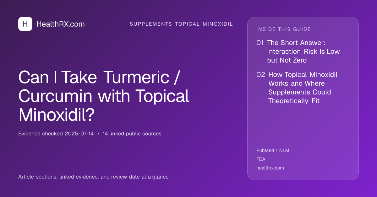 Evidence overview for supplements topical minoxidil: Can I Take Turmeric / Curcumin with Topical Minoxidil?