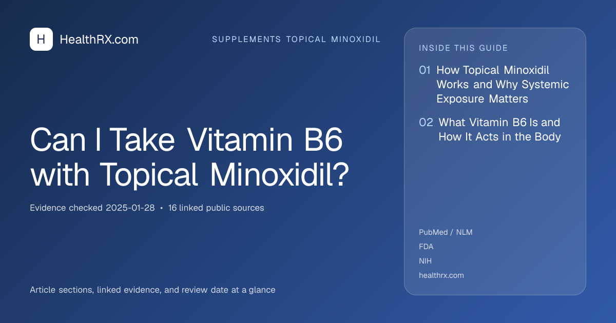 Evidence overview for supplements topical minoxidil: Can I Take Vitamin B6 with Topical Minoxidil?