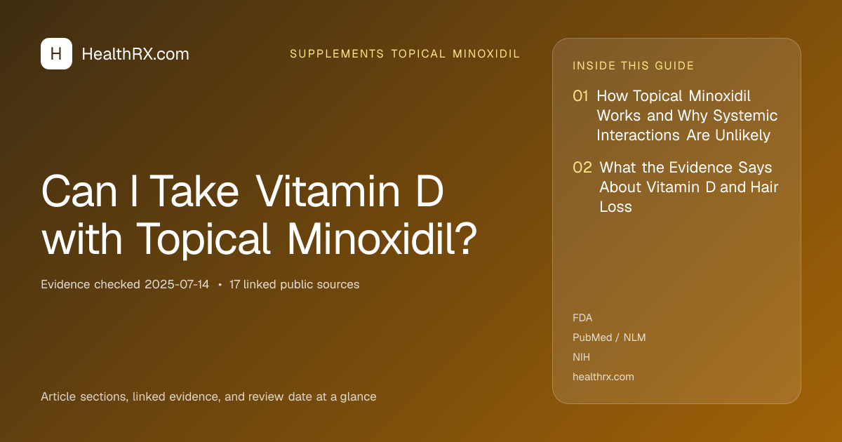 Evidence overview for supplements topical minoxidil: Can I Take Vitamin D with Topical Minoxidil?