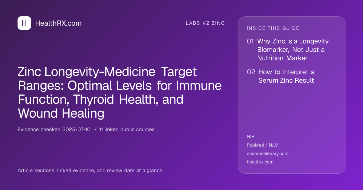 Evidence overview for Zinc Longevity-Medicine Target Ranges: Optimal Levels for Immune Function, Thyroid Health, and Wound Healing