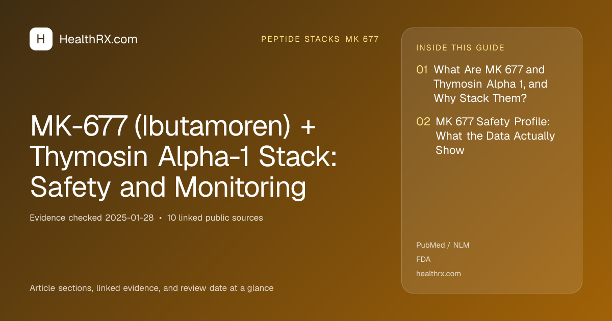 Evidence overview for MK-677 (Ibutamoren) + Thymosin Alpha-1 Stack: Safety and Monitoring