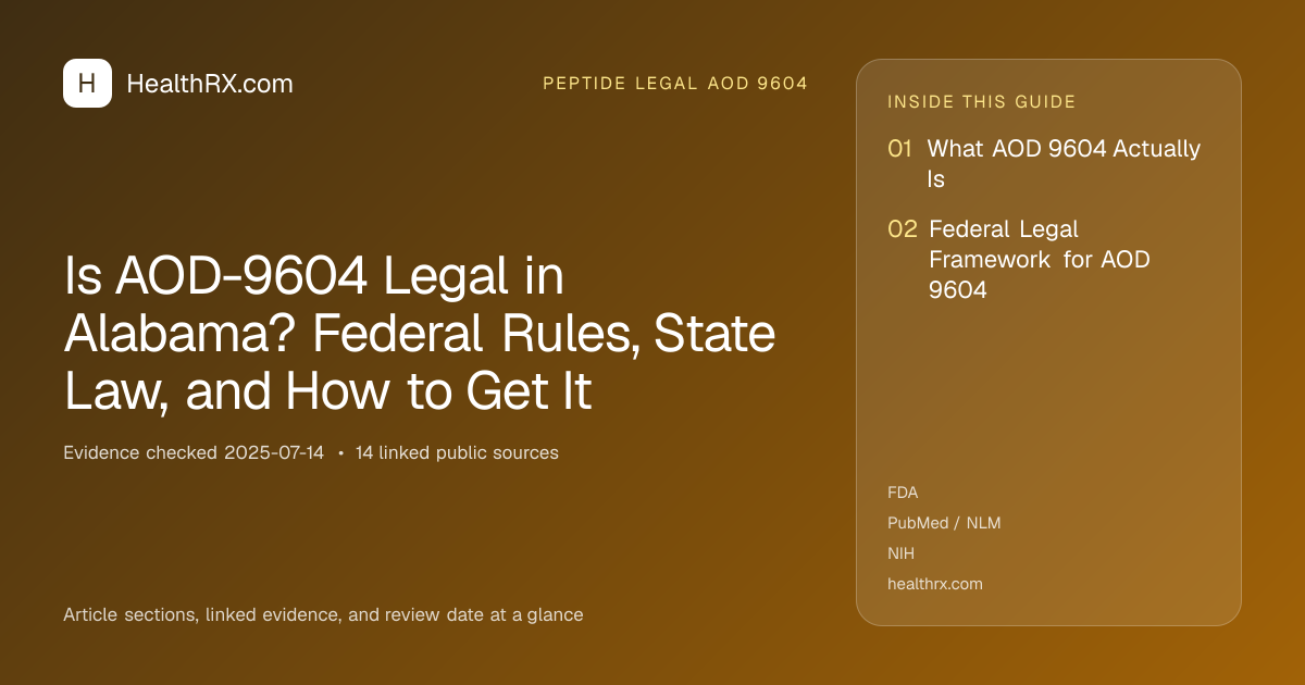 Evidence overview for Is AOD-9604 Legal in Alabama? Federal Rules, State Law, and How to Get It