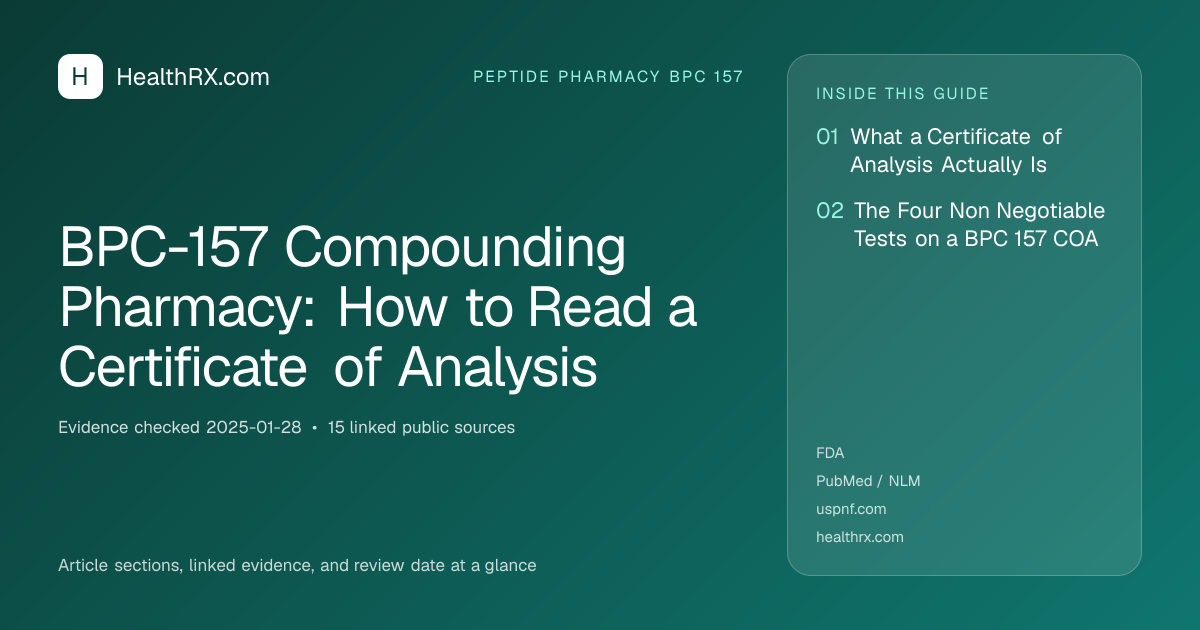 Evidence overview for BPC-157 Compounding Pharmacy: How to Read a Certificate of Analysis