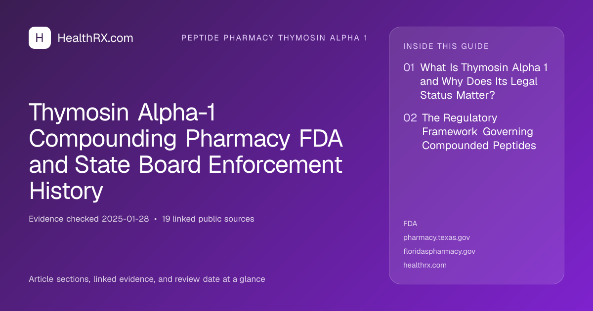 Evidence overview for Thymosin Alpha-1 Compounding Pharmacy FDA and State Board Enforcement History
