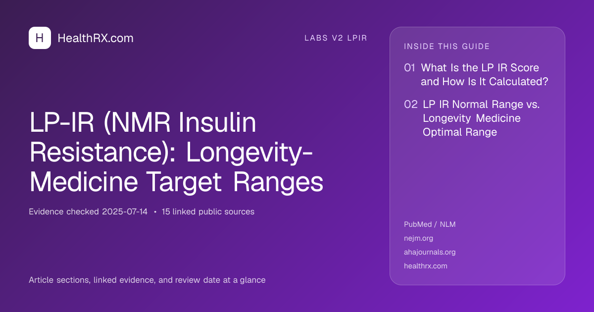 Evidence overview for LP-IR (NMR Insulin Resistance): Longevity-Medicine Target Ranges