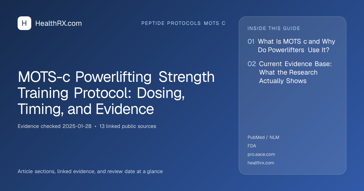 Evidence overview for MOTS-c Powerlifting Strength Training Protocol: Dosing, Timing, and Evidence